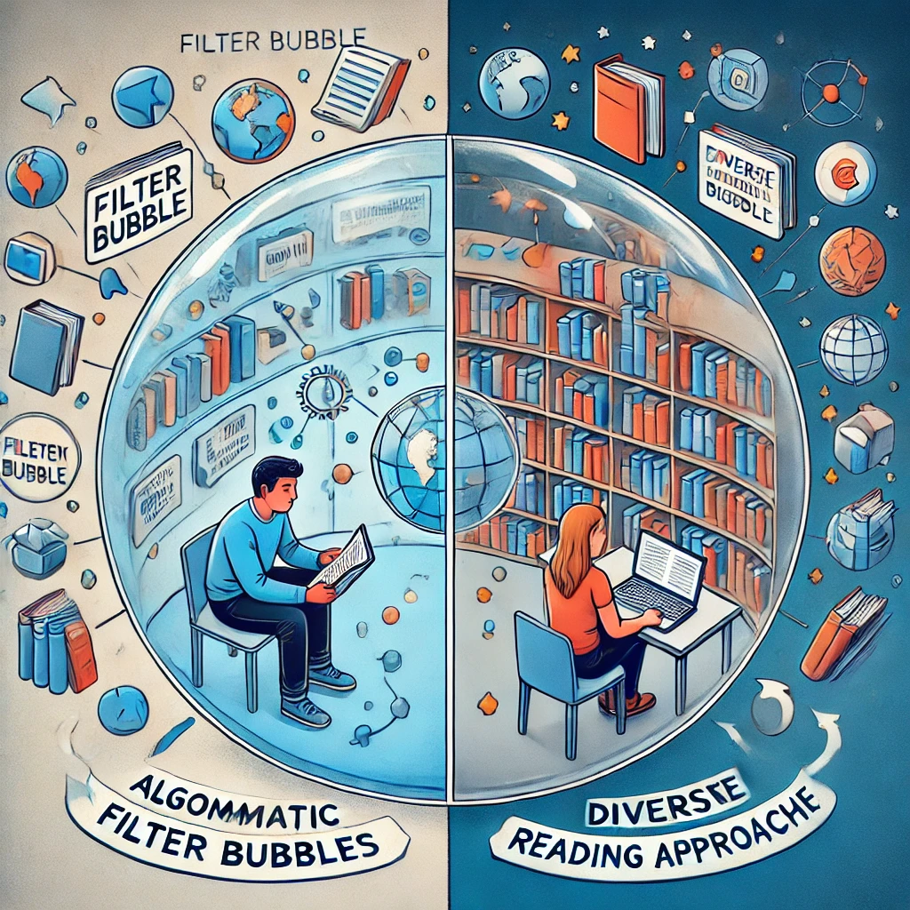 Diagram comparing algorithm bubbles to diverse reading approaches - Classic Pages